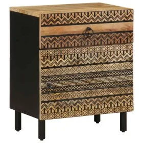 Mesita de noche madera maciza de mango rugosa negro 50x33x60 cm de , Mesitas de noche - Ref: Foro24-4018636, Precio: 68,86 €,...