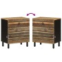 Mesita de noche madera maciza de mango rugosa negro 50x33x60 cm de , Mesitas de noche - Ref: Foro24-4018636, Precio: 86,48 €,...