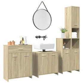 Juego de muebles de baño 4 pzas contrachapada roble Sonoma de , Muebles de baño - Ref: Foro24-3325044, Precio: 198,03 €, Desc...