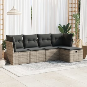 Juego de sofás jardín con cojines 5 pzas ratán sintético gris de , Conjuntos de jardín - Ref: Foro24-3325266, Precio: 303,14 ...