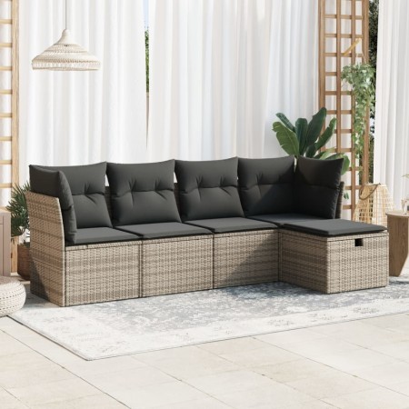 Juego de sofás jardín con cojines 5 pzas ratán sintético gris de , Conjuntos de jardín - Ref: Foro24-3325266, Precio: 303,14 ...
