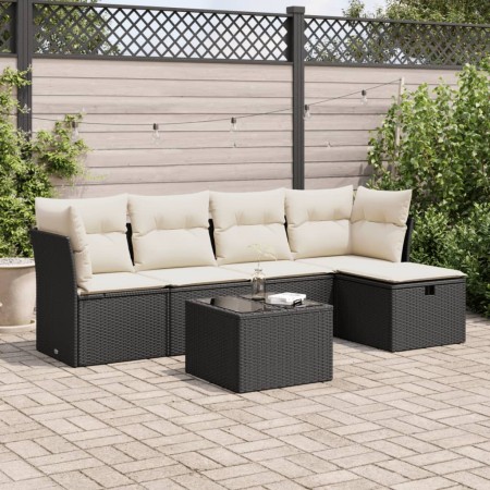 Set de sofás de jardín 6 piezas y cojines ratán sintético negro de , Conjuntos de jardín - Ref: Foro24-3325272, Precio: 348,2...