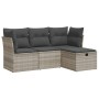 Set de sofás de jardín 4 pzas y cojines ratán sintético gris de , Conjuntos de jardín - Ref: Foro24-3325258, Precio: 265,39 €...