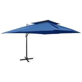 Sombrilla voladiza con doble techo azul celeste 400x300 cm de vidaXL, Sombrillas - Ref: Foro24-312379, Precio: 288,59 €, Desc...