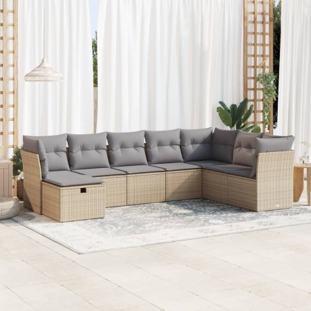 Set de sofás de jardín y cojines 8 piezas ratán sintético beige de , Conjuntos de jardín - Ref: Foro24-3325335, Precio: 525,3...