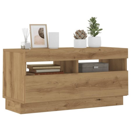 Mueble TV luces LED madera ingeniería roble artisan 80x35x40 cm de , Muebles TV - Ref: Foro24-856358, Precio: 75,31 €, Descue...