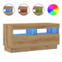 Mueble TV luces LED madera ingeniería roble artisan 80x35x40 cm de , Muebles TV - Ref: Foro24-856358, Precio: 75,31 €, Descue...