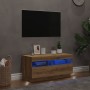 Mueble TV luces LED madera ingeniería roble artisan 80x35x40 cm de , Muebles TV - Ref: Foro24-856358, Precio: 75,31 €, Descue...