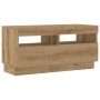 Mueble TV luces LED madera ingeniería roble artisan 80x35x40 cm de , Muebles TV - Ref: Foro24-856358, Precio: 75,31 €, Descue...
