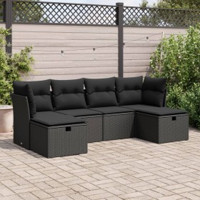 Set de sofás de jardín 6 piezas y cojines ratán sintético negro de , Conjuntos de jardín - Ref: Foro24-3325321, Precio: 389,9...