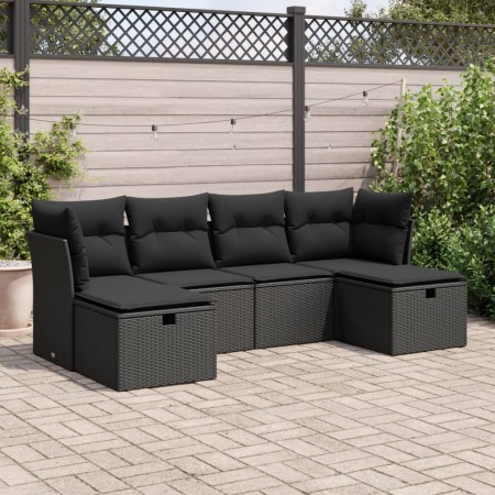 Set de sofás de jardín 6 piezas y cojines ratán sintético negro de , Conjuntos de jardín - Ref: Foro24-3325321, Precio: 389,9...