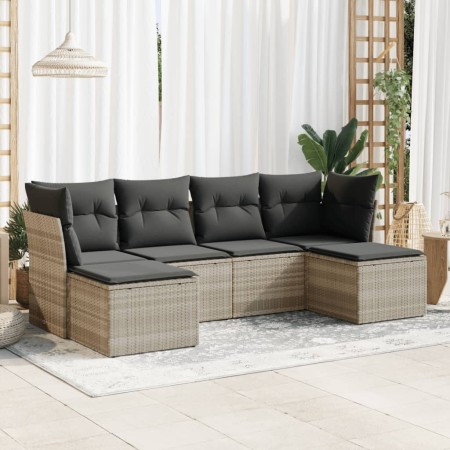 Set de sofás de jardín 6 pzas y cojines ratán sintético gris de , Conjuntos de jardín - Ref: Foro24-3325328, Precio: 375,48 €...