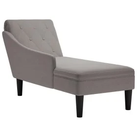 Tumbona con almohada y reposabrazo derecho tela gris taupe de , Divanes - Ref: Foro24-4009768, Precio: 134,06 €, Descuento: %