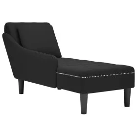 Tumbona con almohada y reposabrazo derecho terciopelo negro de , Divanes - Ref: Foro24-4009777, Precio: 121,06 €, Descuento: %