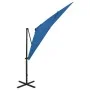 Sombrilla voladiza con poste y luces LED azul 250 cm de vidaXL, Sombrillas - Ref: Foro24-312325, Precio: 153,48 €, Descuento: %