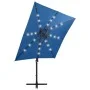 Sombrilla voladiza con poste y luces LED azul 250 cm de vidaXL, Sombrillas - Ref: Foro24-312325, Precio: 153,48 €, Descuento: %