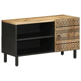 Mueble de TV madera maciza de mango rugosa negro 80x33,5x46 cm de , Almacenamiento para CD y DVD - Ref: Foro24-4018643, Preci...