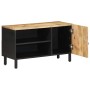Mueble de TV madera maciza de mango rugosa negro 80x33,5x46 cm de , Almacenamiento para CD y DVD - Ref: Foro24-4018643, Preci...
