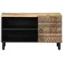 Mueble de TV madera maciza de mango rugosa negro 80x33,5x46 cm de , Almacenamiento para CD y DVD - Ref: Foro24-4018643, Preci...