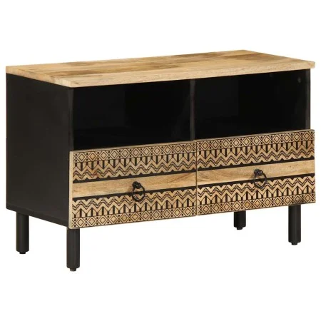 Mueble de TV madera maciza de mango rugosa negro 70x33,5x46 cm de , Almacenamiento para CD y DVD - Ref: Foro24-4018629, Preci...