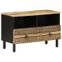 Mueble de TV madera maciza de mango rugosa negro 70x33,5x46 cm de , Almacenamiento para CD y DVD - Ref: Foro24-4018629, Preci...