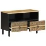 Mueble de TV madera maciza de mango rugosa negro 70x33,5x46 cm de , Almacenamiento para CD y DVD - Ref: Foro24-4018629, Preci...