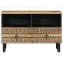 Mueble de TV madera maciza de mango rugosa negro 70x33,5x46 cm de , Almacenamiento para CD y DVD - Ref: Foro24-4018629, Preci...