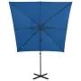 Sombrilla voladiza con poste y luces LED azul 250 cm de vidaXL, Sombrillas - Ref: Foro24-312325, Precio: 153,48 €, Descuento: %