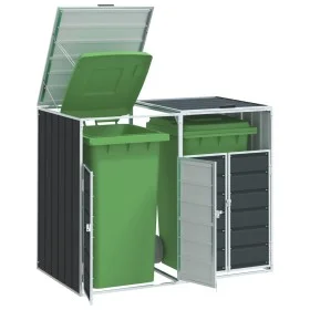 Cobertizo contenedor doble basura acero antracita 144x81x113 cm de , Soportes para contenedores de residuos - Ref: Foro24-400...