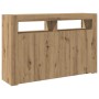 Aparador con LED madera ingeniería roble artisan 115,5x30x75 cm de , Aparadores - Ref: Foro24-856364, Precio: 137,69 €, Descu...