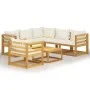Gartenmöbel 7 Stück cremefarbene Kissen aus massivem Akazienholz von vidaXL, Gartensets - Ref: Foro24-3057644, Preis: 718,34 ...