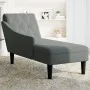 Tumbona con almohada y reposabrazo derecho tela gris oscuro de , Divanes - Ref: Foro24-4009844, Precio: 120,99 €, Descuento: %