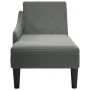 Tumbona con almohada y reposabrazo derecho tela gris oscuro de , Divanes - Ref: Foro24-4009844, Precio: 120,99 €, Descuento: %