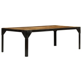 Mesa de centro de madera maciza de mango rugosa y acero 110 cm en Mesas de centro | Comprar online en Foru.es