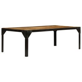 Mesa de centro de madera maciza de mango rugosa y acero 110 cm en Mesas de centro | Comprar online en Foru.es
