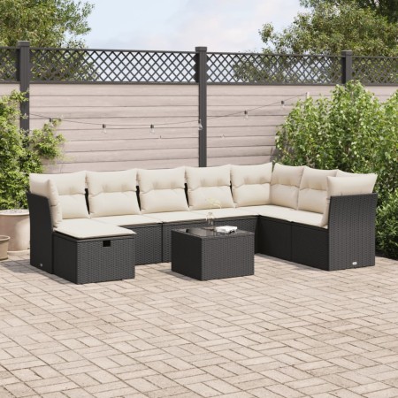 Set de sofás de jardín con cojines 9 pzas ratán sintético negro de , Conjuntos de jardín - Ref: Foro24-3325342, Precio: 520,2...