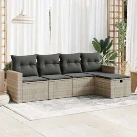 Set de sofás jardín y cojines 5 pzas ratán sintético gris claro de , Conjuntos de jardín - Ref: Foro24-3325368, Precio: 334,6...