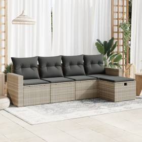 Set de sofás jardín y cojines 5 pzas ratán sintético gris claro de , Conjuntos de jardín - Ref: Foro24-3325368, Precio: 328,7...