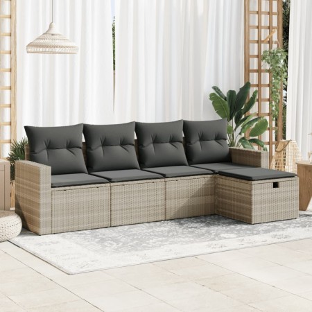 Set de sofás jardín y cojines 5 pzas ratán sintético gris claro de , Conjuntos de jardín - Ref: Foro24-3325368, Precio: 328,7...