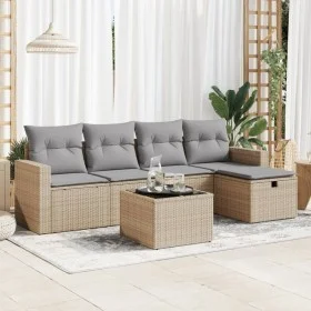 Juego de sofás jardín con cojines 6 pzas ratán sintético beige de , Conjuntos de jardín - Ref: Foro24-3325375, Precio: 398,86...