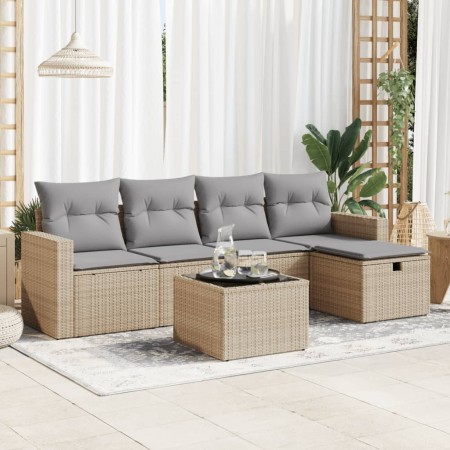 Juego de sofás jardín con cojines 6 pzas ratán sintético beige de , Conjuntos de jardín - Ref: Foro24-3325375, Precio: 403,64...