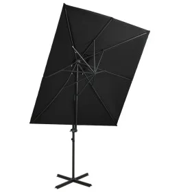 Sombrilla voladiza con cubierta doble negra 250x250 cm de vidaXL, Sombrillas - Ref: Foro24-312364, Precio: 139,48 €, Descuent...