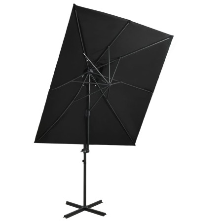 Sombrilla voladiza con cubierta doble negra 250x250 cm de vidaXL, Sombrillas - Ref: Foro24-312364, Precio: 137,43 €, Descuent...