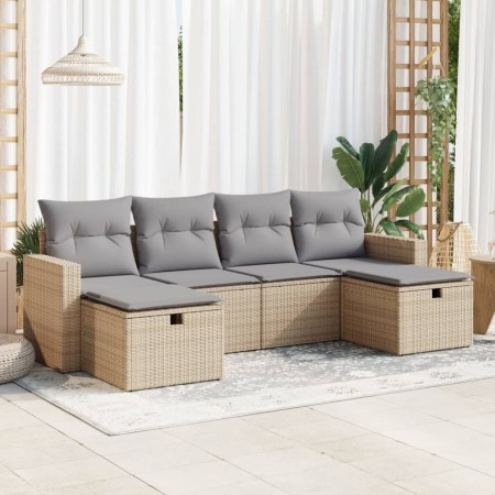 Juego de sofás jardín con cojines 6 pzas ratán sintético beige de , Conjuntos de jardín - Ref: Foro24-3325425, Precio: 404,01...