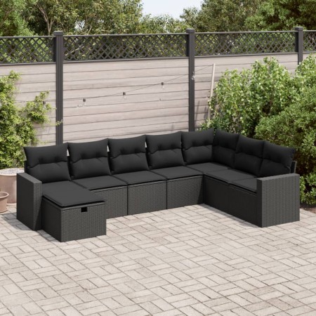Set de sofás de jardín y cojines 8 piezas ratán sintético negro de , Conjuntos de jardín - Ref: Foro24-3325431, Precio: 523,8...