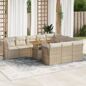 Set de sofás de jardín 11pzas con cojines ratán sintético beige de , Conjuntos de jardín - Ref: Foro24-3326977, Precio: 782,6...