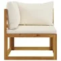 Muebles de jardín 5 pzas cojines crema madera maciza de acacia de vidaXL, Conjuntos de jardín - Ref: Foro24-3057657, Precio: ...