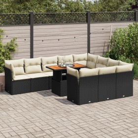 Set de sofás de jardín 11 pzas y cojines ratán sintético negro de , Conjuntos de jardín - Ref: Foro24-3326975, Precio: 728,63...