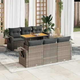 Set de sofás de jardín 7 pzas con cojines ratán sintético gris de , Conjuntos de jardín - Ref: Foro24-3327112, Precio: 517,46...