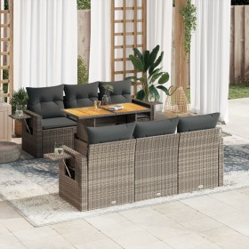 Set de sofás de jardín 7 pzas con cojines ratán sintético gris de , Conjuntos de jardín - Ref: Foro24-3327112, Precio: 525,87...